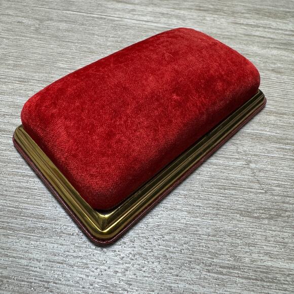 Vintage Mt Vernon Watch Co Mehls Jewelry Box Velvet Red Trinket Case 4x3 - Picture 1 of 6